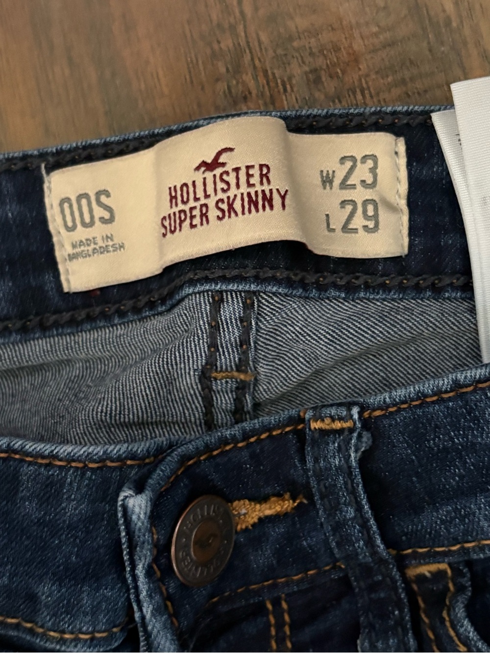Hollister Women’s Skinny Dark Wash Blue Denim Jeans 5-Pocket Logo Solid - Picture 4 of 4